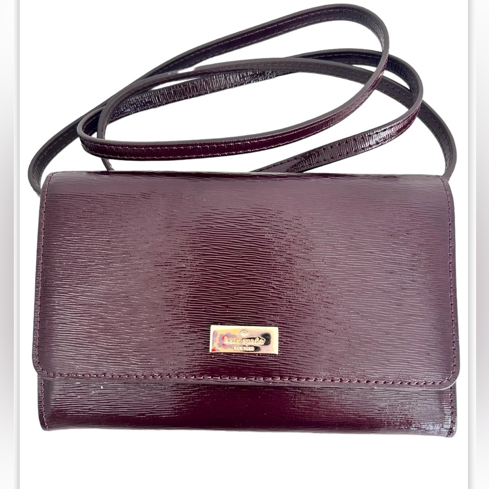 Kate Spade Bixby Place Chocolate Cherry Patent leather Crossbody Cherry Clutch